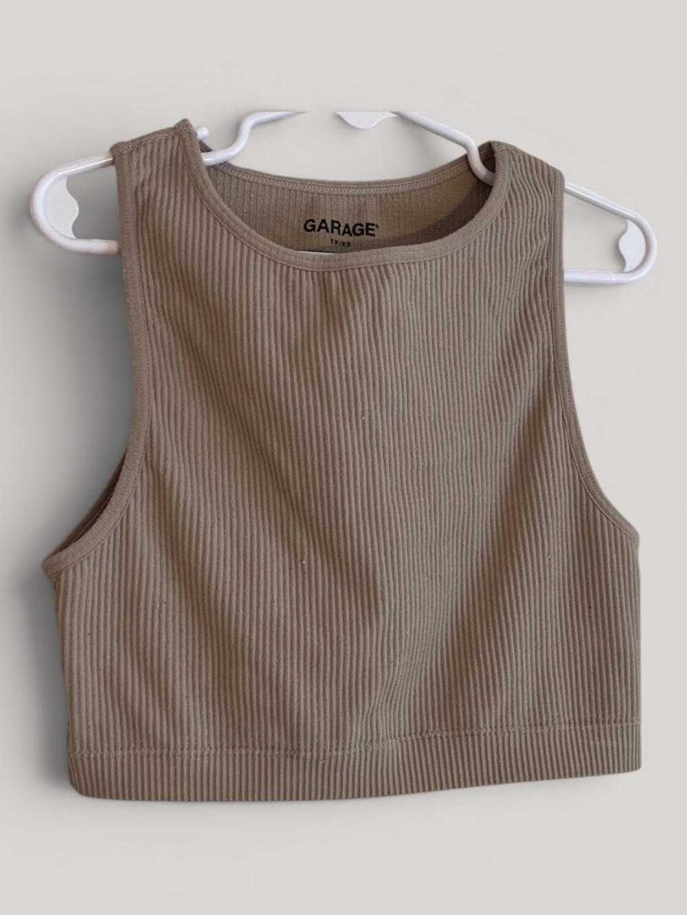 Garage Cropped Seamless High Neck Taupe Tank Top Size XS